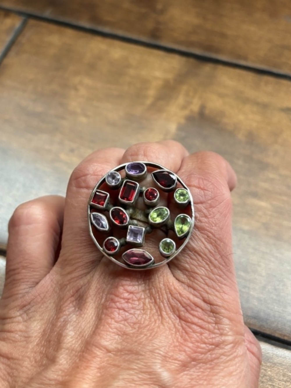 Genuine Semi Precious Stone and Sterling Silver New Cocktail Ring